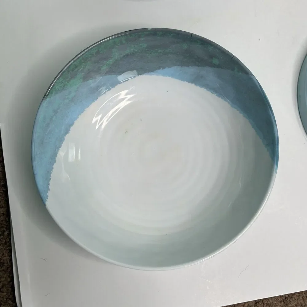 Nautica Watercolors Blue Melamine 5 Pasta/Soup Bowls